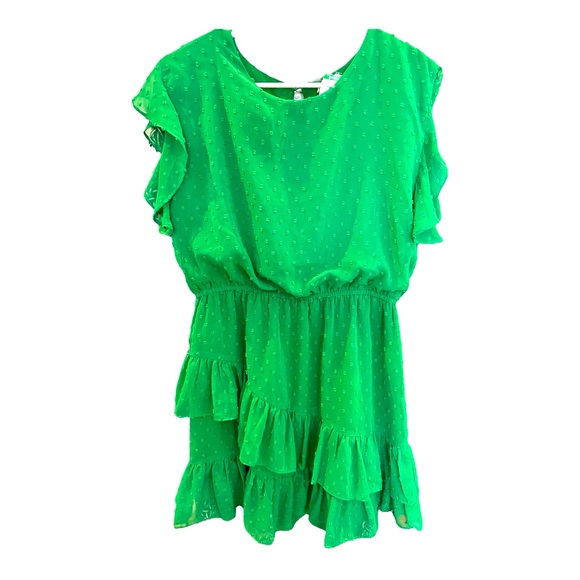 EE:SOME Green Mini Dress Swiss Dot Women’s Size Small - Picture 2 of 5
